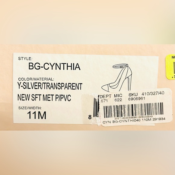 BCBGeneration “BG-Cynthia” Brand New in Box Heels, Size 11 M, Silver/Transparent - Picture 11 of 12